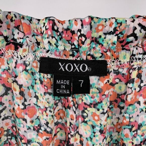 Floral Tiered Ruffle Balloon Sleeve Dress Size 7 - Picture 3 of 8